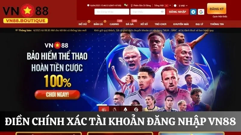 Hội viên điền thông tin đăng nhập tài khoản game chính xác
